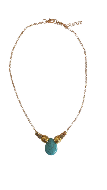 Collar Colgante Turquesa dorado