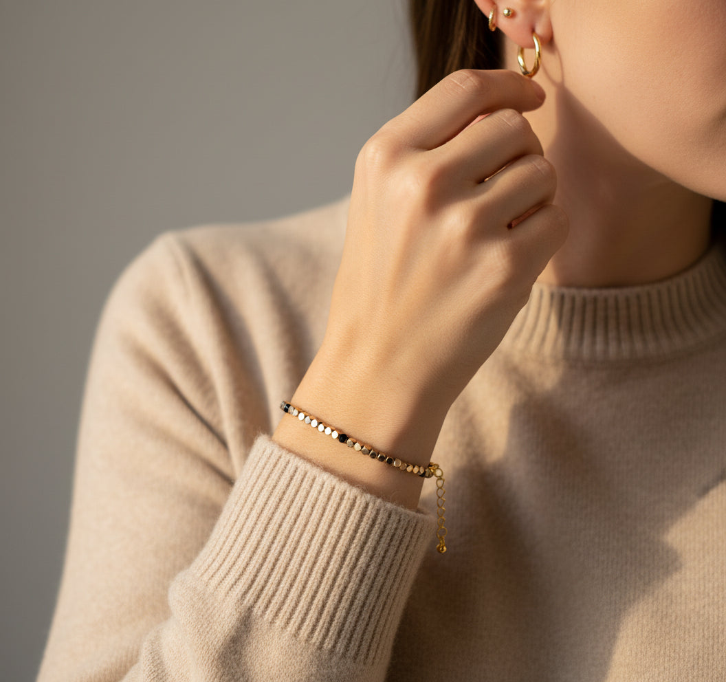 Pulsera Hematita Dorada