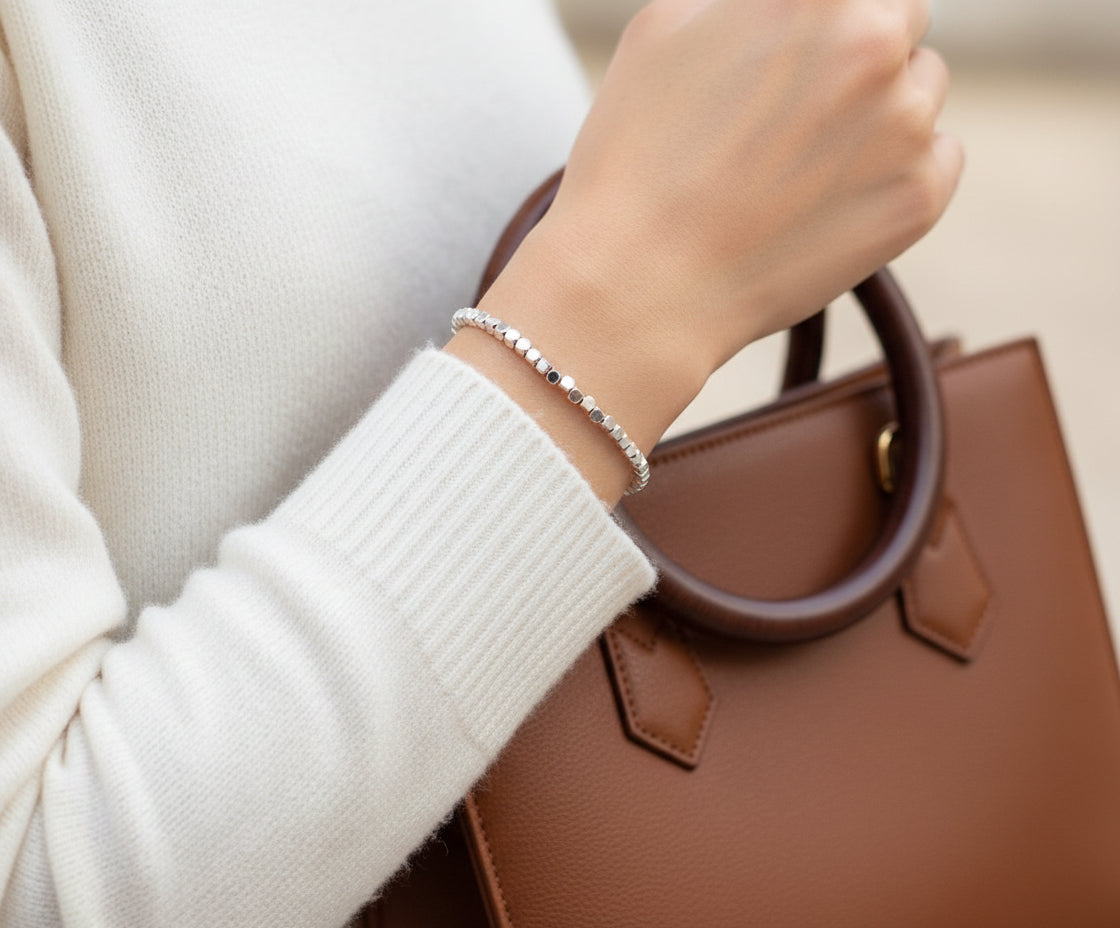 Pulsera Hematita Plateada