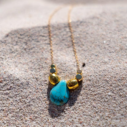 Collar Colgante Turquesa dorado
