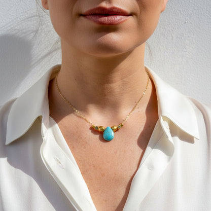 Collar Colgante Turquesa dorado