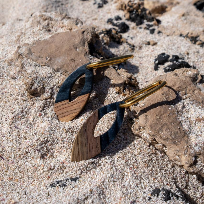 Pendientes Madera y Resina negra
