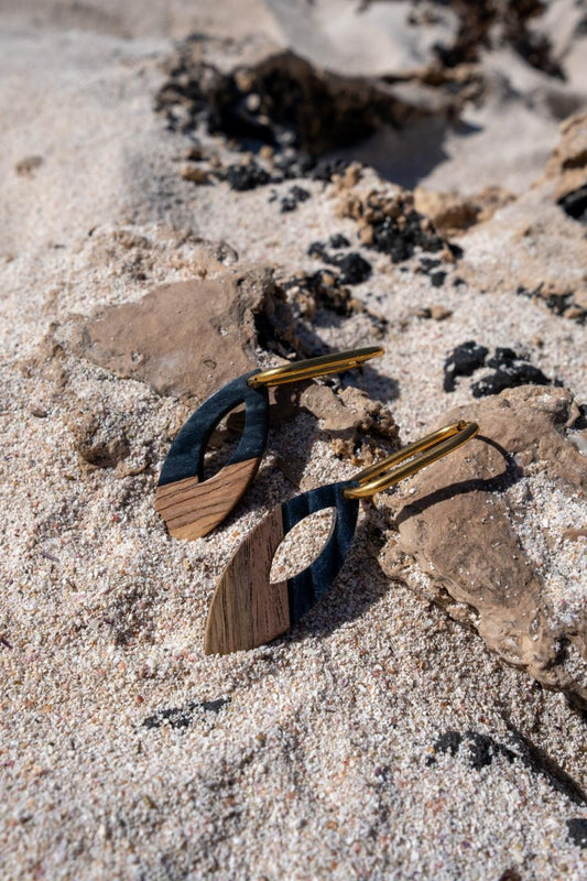 Pendientes Madera y Resina negra